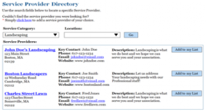 Screenshot of myCondoBooks Service Provider Directory